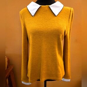 Freeway Mustard Knit with Faux Collar and Cuffs